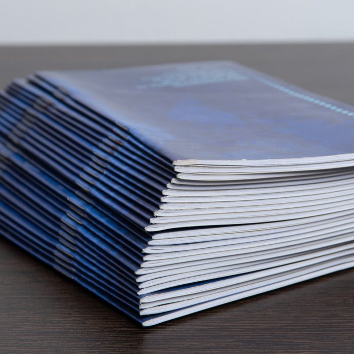 Printed brochures from the printing house
